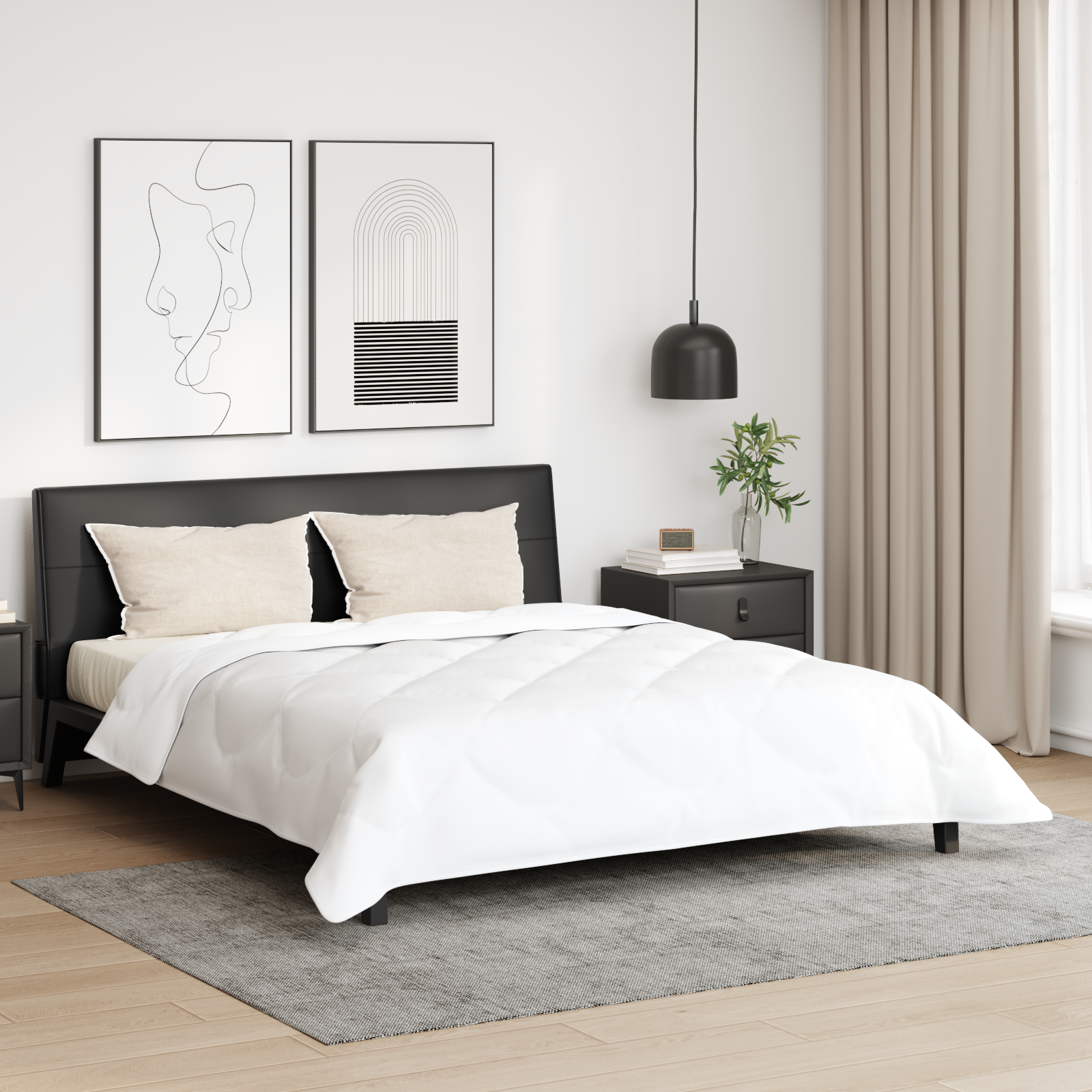Duvet d'hiver avec oreiller 3 pcs | Couette Blanc 200 x 220 cm Microfibre - 2