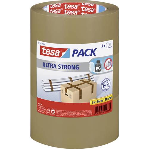 Tesa Tesapack 4124 Nastro Adesivo Per Imballaggi In PVC – Trasparente, 66m X 38mm, Silenzioso, Per Cartoni Pesanti