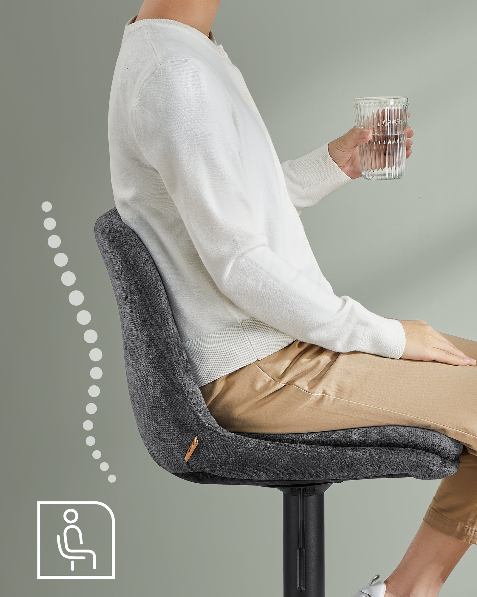 Tabourets de Bar, Lot de 2, Siège Pivotant à Hauteur Réglable, avec Dossier et Repose-Pieds, Salle à Manger, Comptoir, Acier, Gris Ardoise - 4