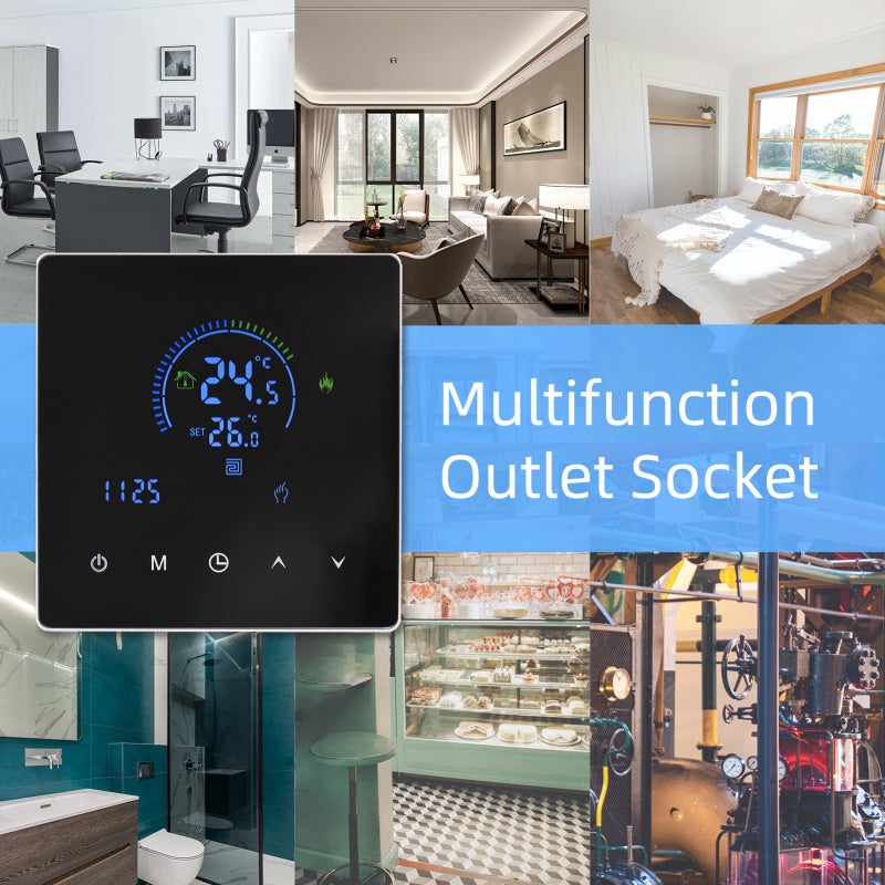 Thermostat intelligent pour chauffe-eau avec écran LCD, programmable sur 5+2 semaines, version standard 90-240 V - 6