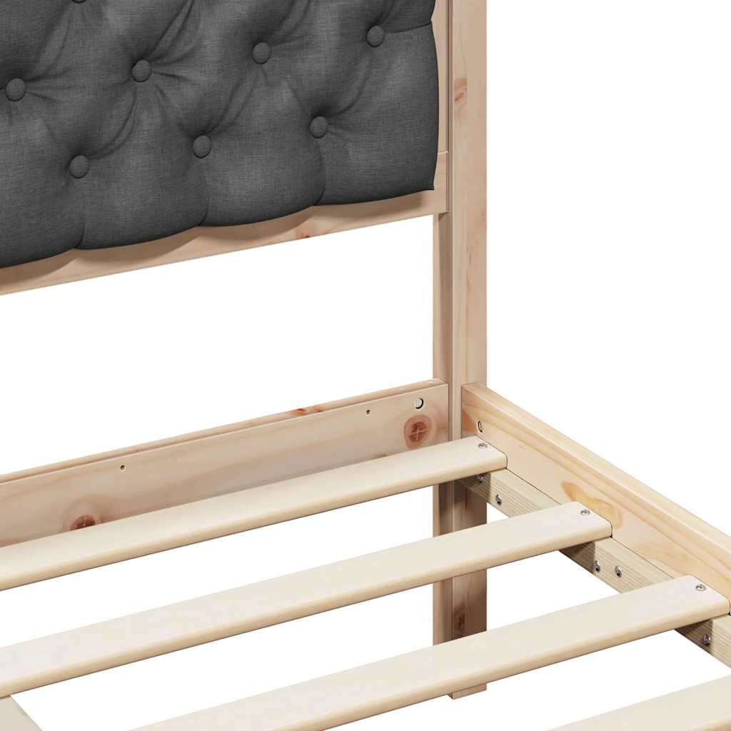 Cadre de lit en pin massif gris foncé, 75 × 190 cm - 8