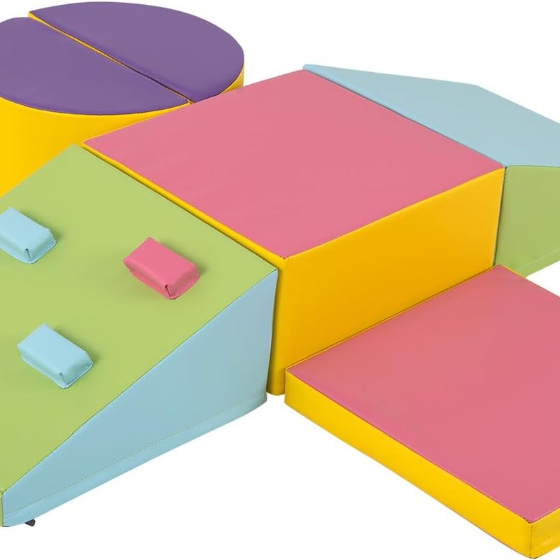 6 Szt. Tor Przeszkód dla Niemowląt z Pianki EPE, Moduł Motoryczny dla Niemowląt w Różnych Kształtach, dla Dzieci Powyżej 1 Roku Życia(Wielokolorowy)