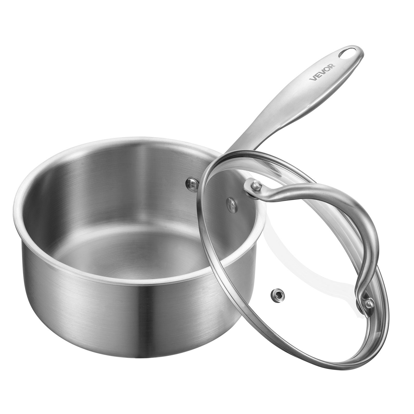 Rondel VEVOR 1.5 QT, Stal Nierdzewna z Pokrywką Szklaną, Nieprzywierający, Do Piekarnika i Zmywarki