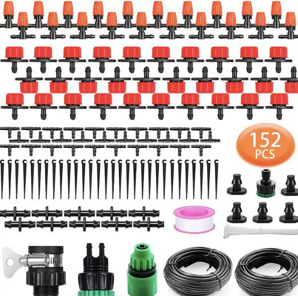 Système d'irrigation de jardin, kit d'irrigation goutte à goutte 152 pièces, kit d'arrosage goutte à goutte automatique avec tuyau de 30 m