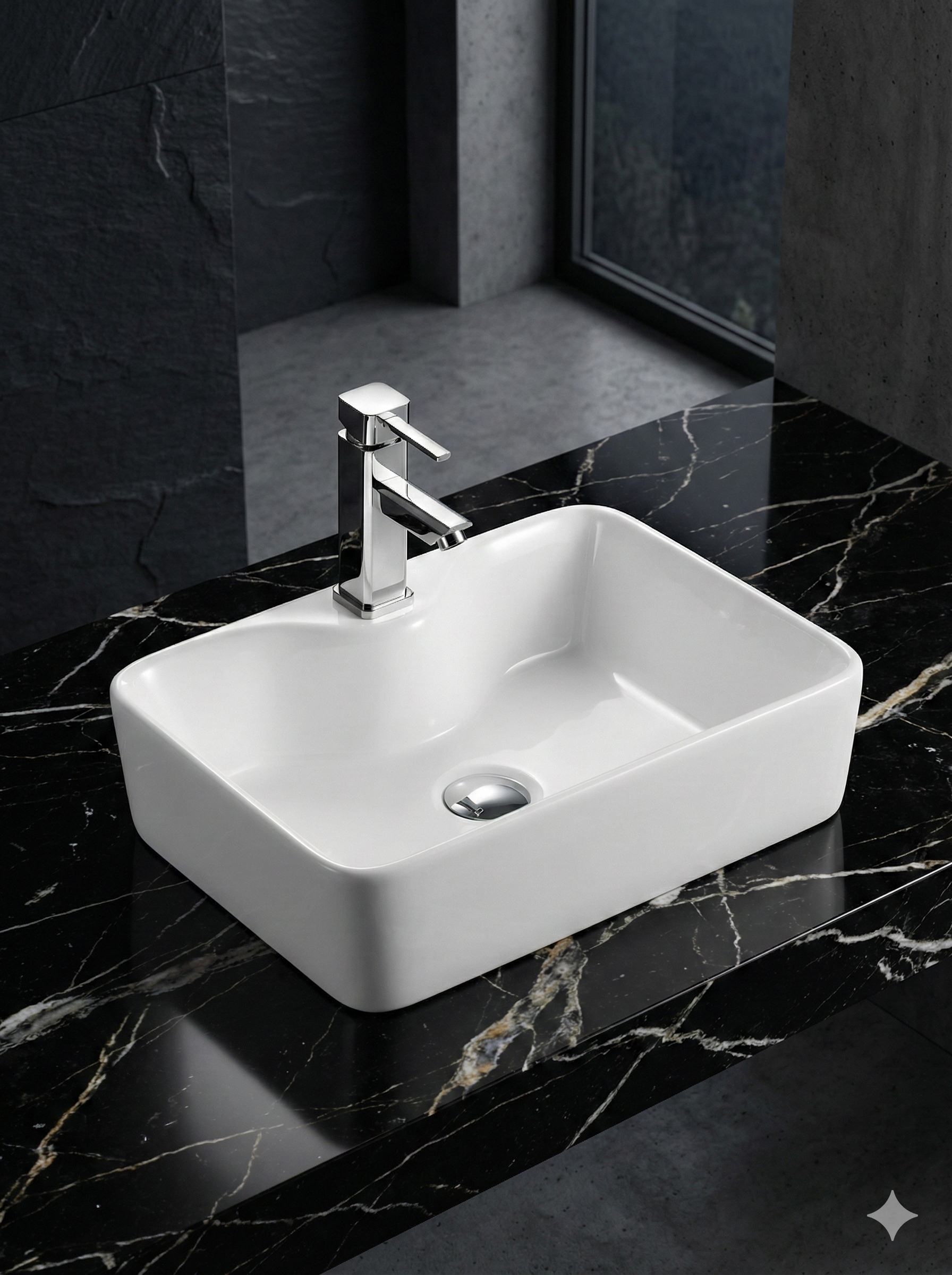 Vasque à poser en porcelaine blanche BAENA 480x370x135 mm - 3