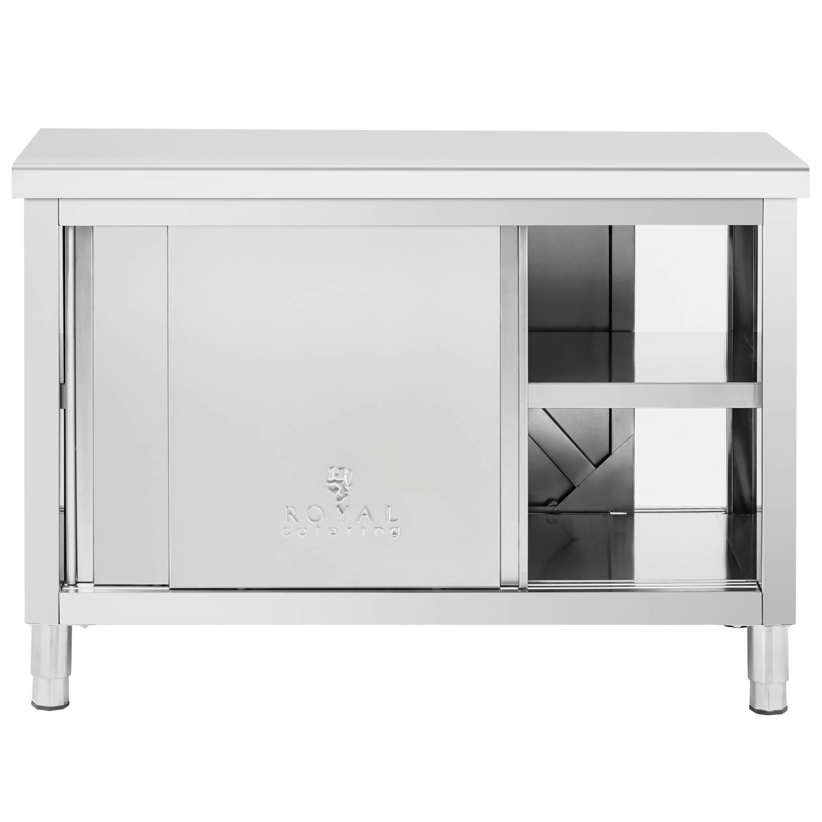 Meuble bas en inox avec double ouverture - ECO - 200 x 60 cm - 500 kg