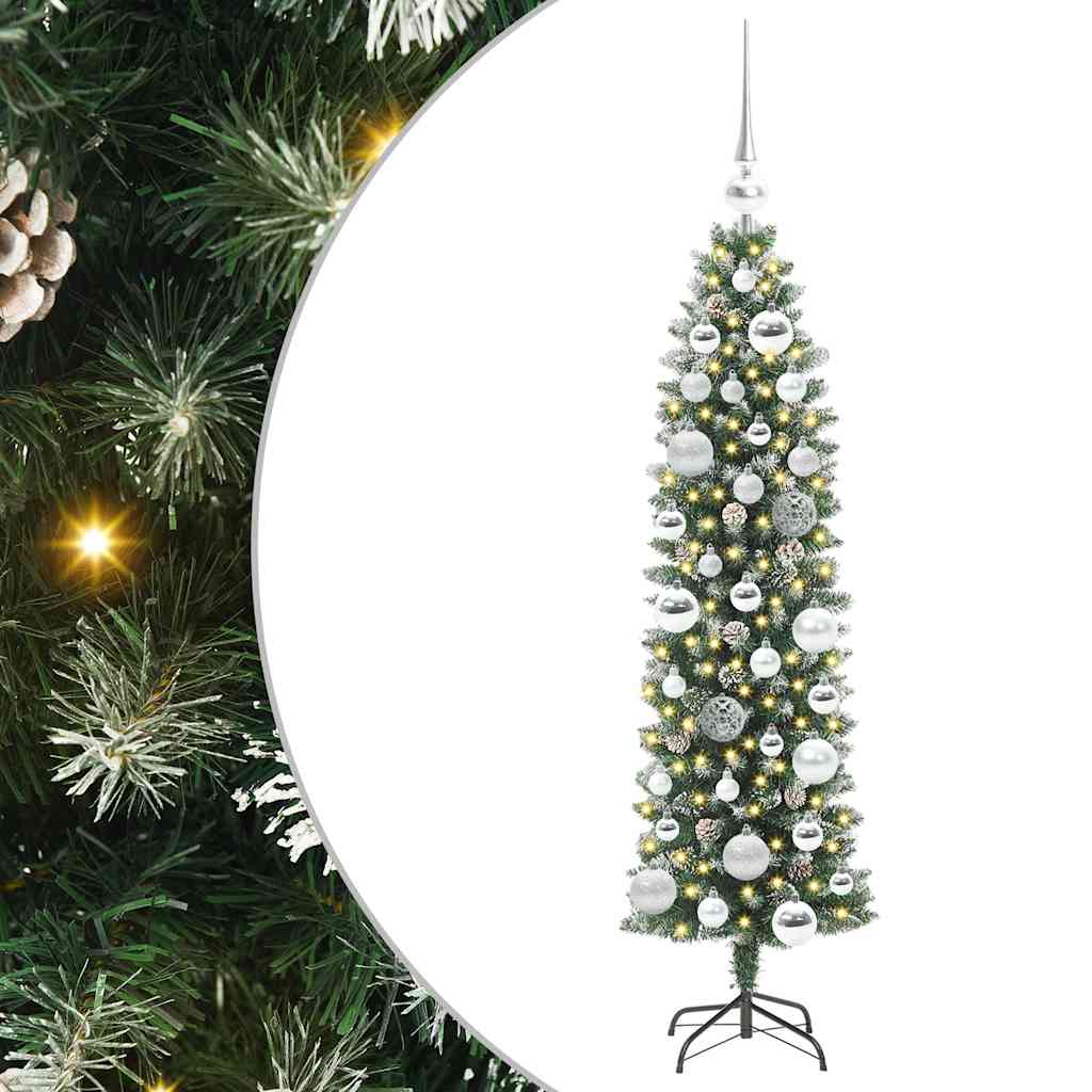 Sztuczne smukłe drzewo bożonarodzeniowe Zielono-biały 120 cm