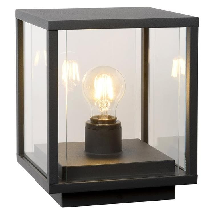 Lampa ogrodowa stojąca Claire czarna 1xE27x15W IP54 wym: 24,5 x 20 x 20 cm szkło Lucide