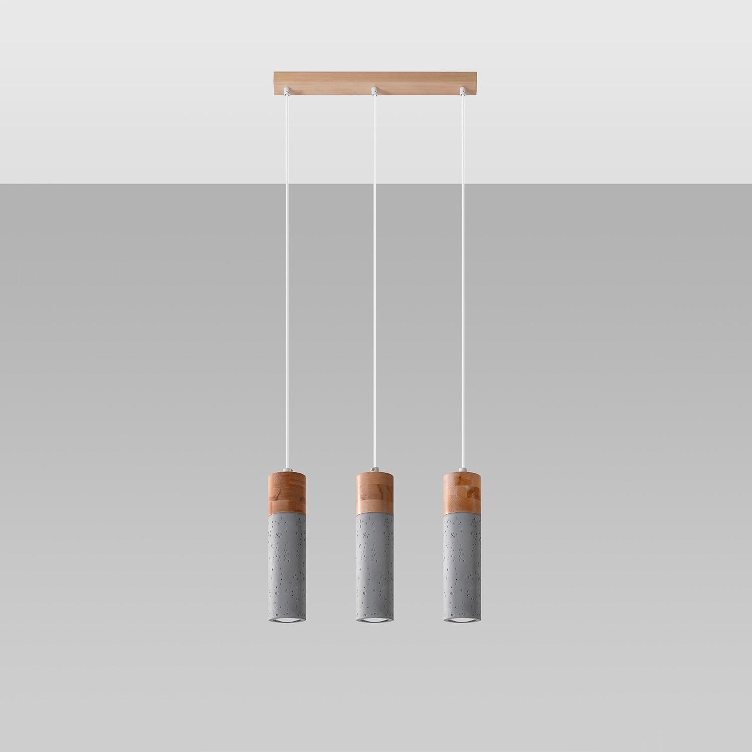 Lampa wisząca Zane brązowo-szara 3xGU10x40W wym: 120 x 45 x 6 cm beton architektoniczny Sollux Lighting