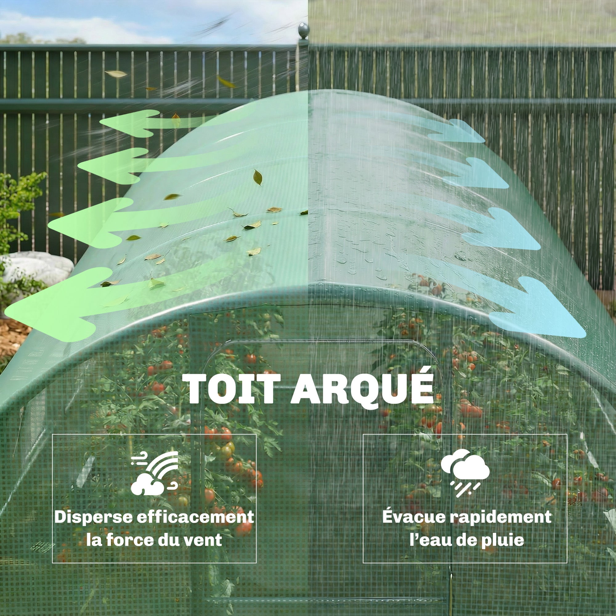 Serre tunnel de jardin PE Outsunny - 9
