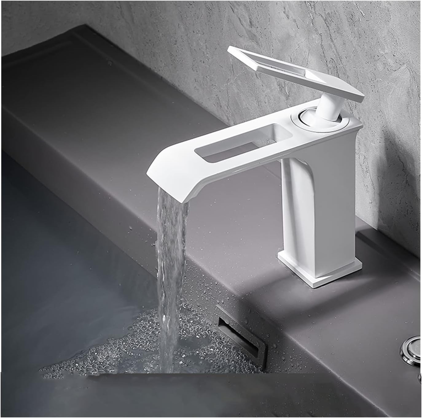 Rubinetto singolo bianco per acqua calda e fredda, in fusione di ottone, adatto per lavabo, mobiletto del bagno,rubinetto per lavabo sottopiano - 2