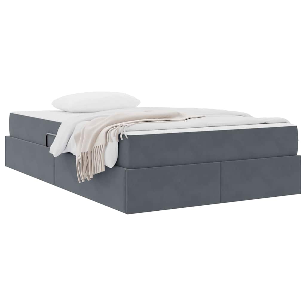Lit avec rangement et matelas, gris foncé, 120 x 200 cm, velours - 3