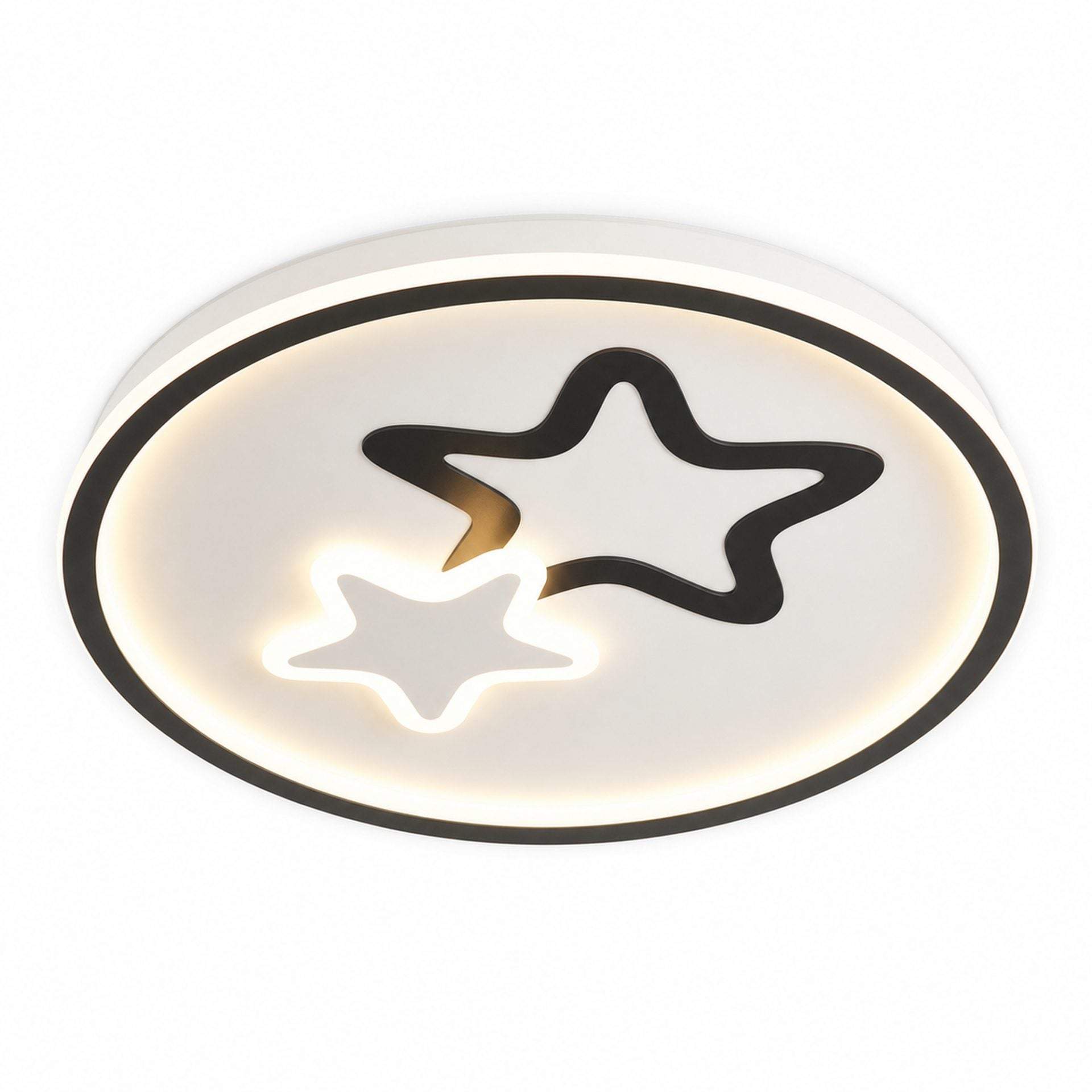 Plafoniera LED moderna Emeliana Flippy 57W luna si stea, telecomanda, negru/alb