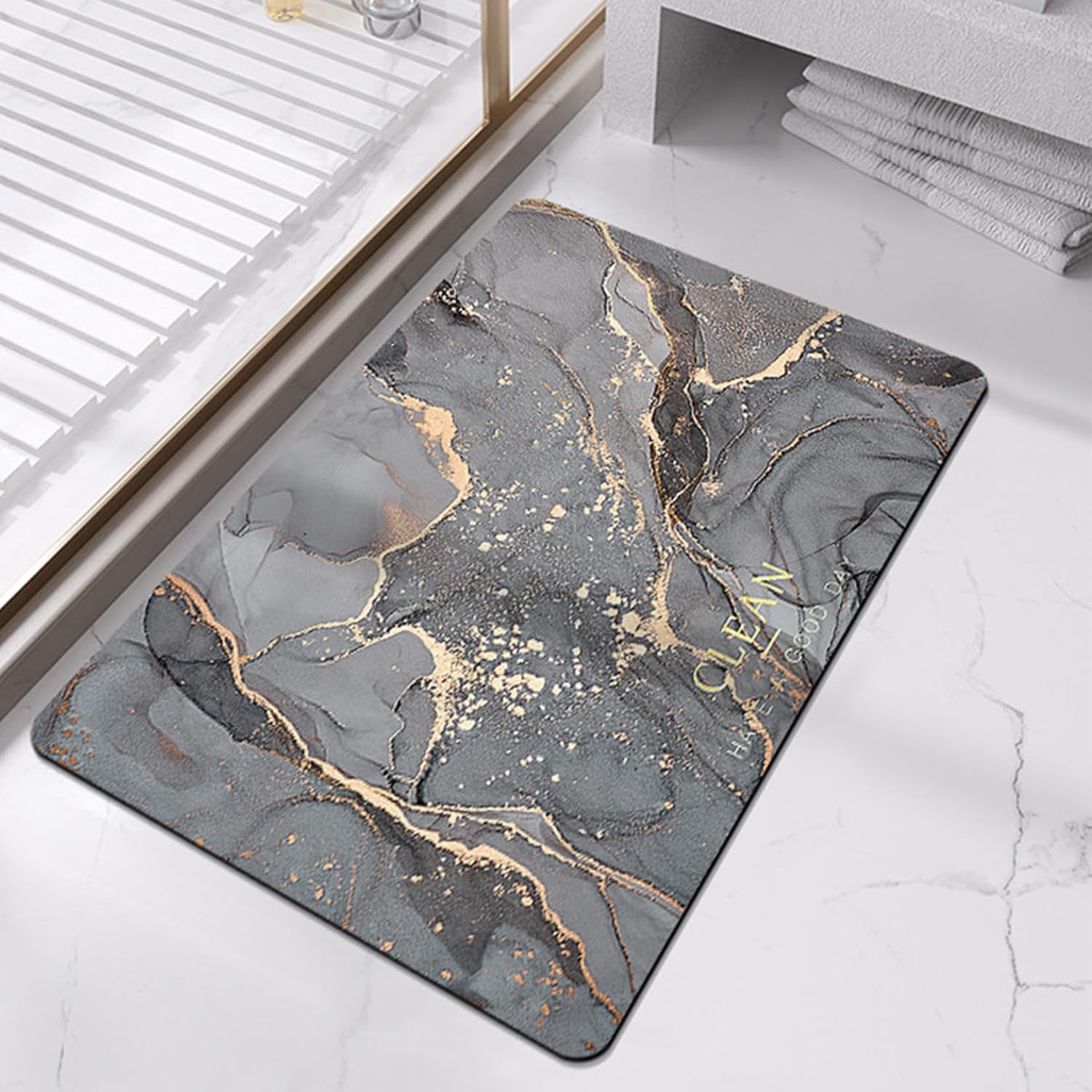 Tapis de bain absorbant en terre de diatomées, tapis de sol antidérapant, tapis de bain à séchage rapide (40 × 60 cm) - 7