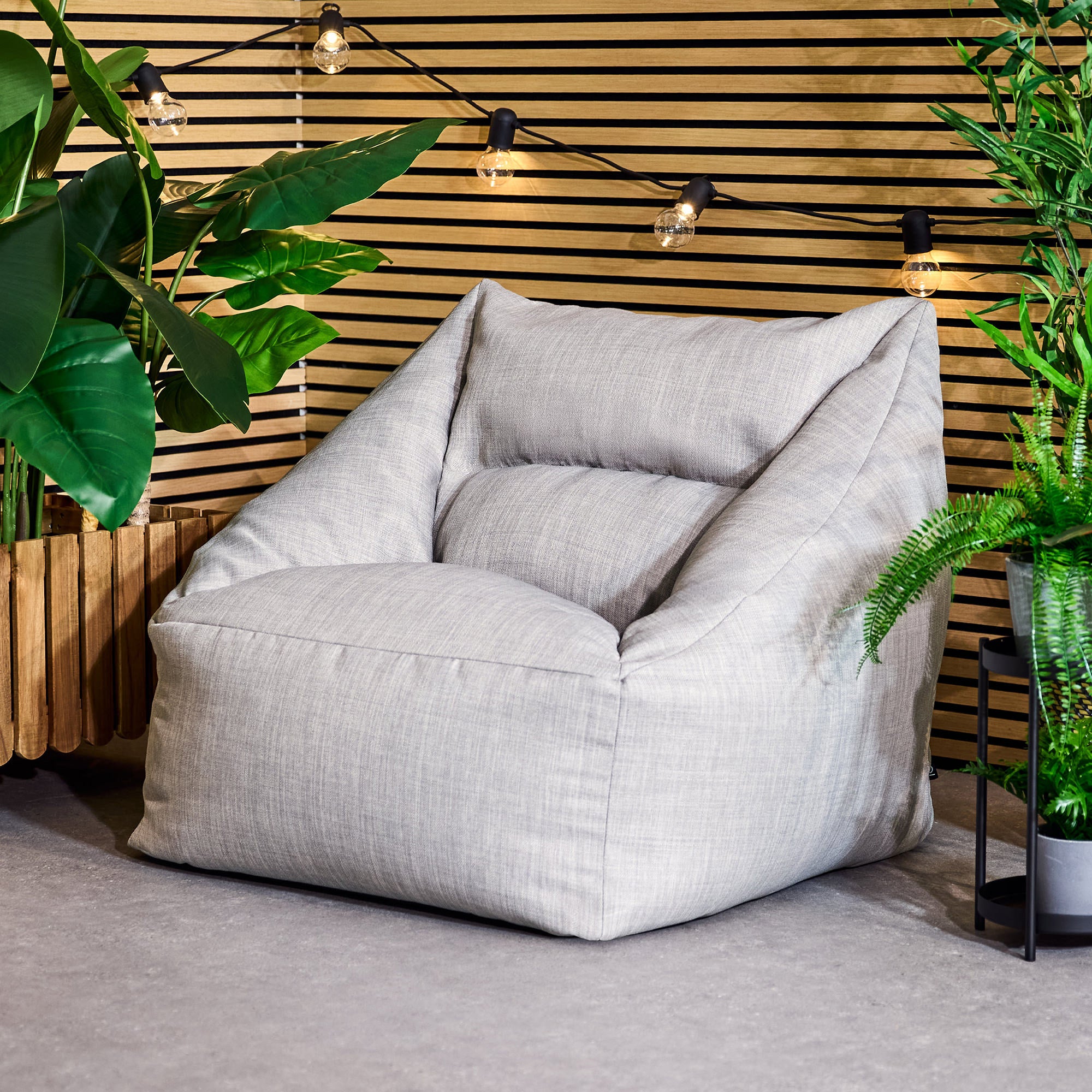 Pouf fauteuil Icon intérieur et extérieur en tissu tissé Oeko-Tex® gris, 97x73x84cm, Made in Allemagne - 2
