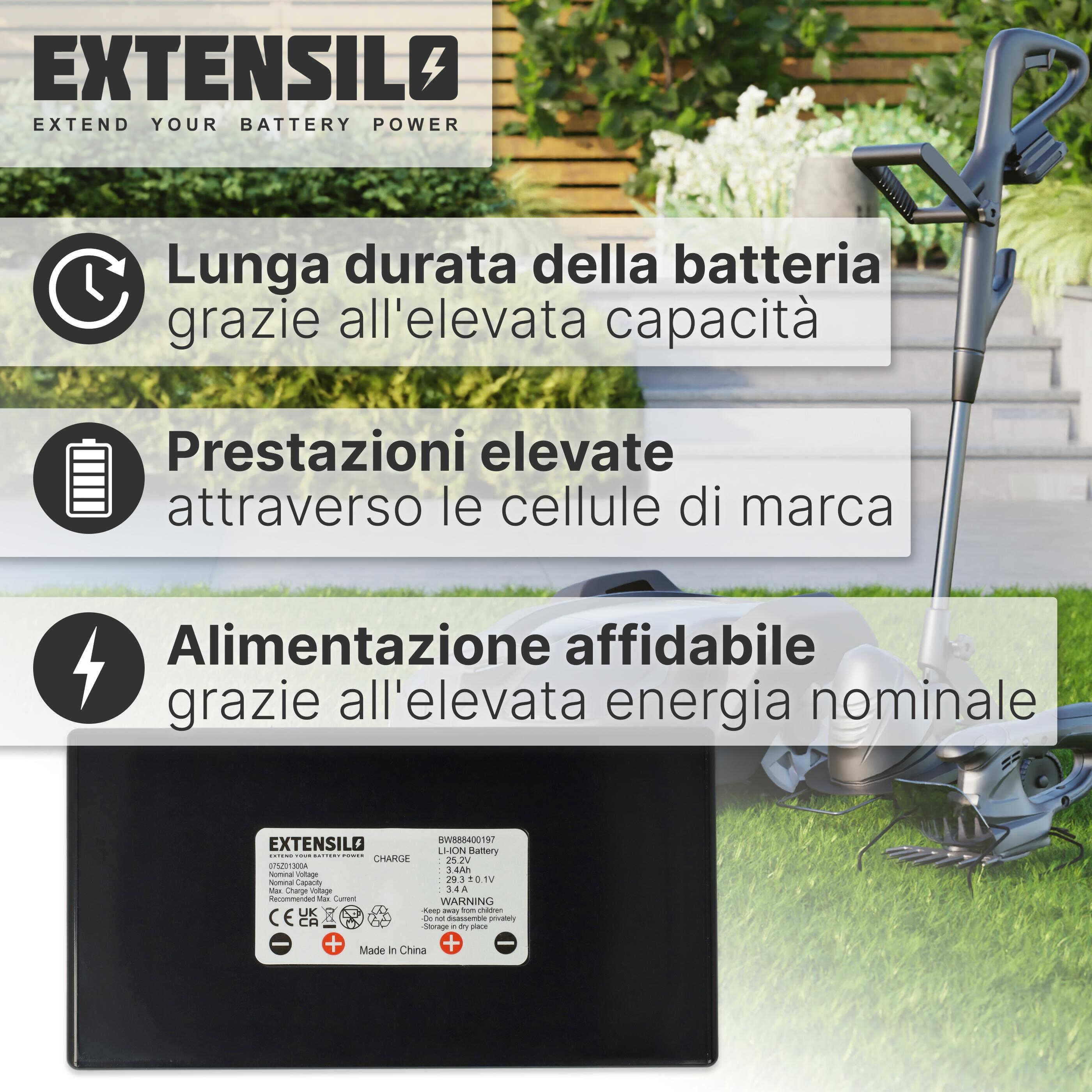 EXTENSILO Batterie compatible avec Agro R800Li robot tondeuse (3400mAh, 25,2V, Li-ion) - 7