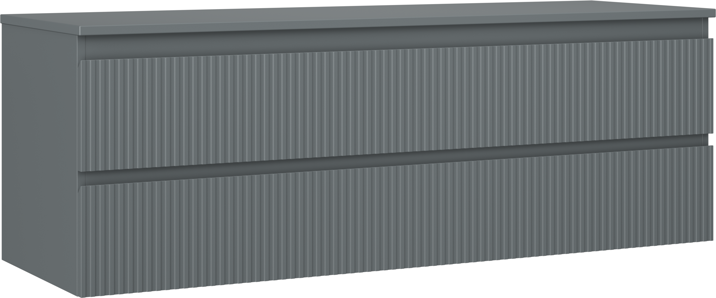 Mexen Rivel szafka łazienkowa podumywalkowa 140 cm z blatem, 2 szuflady, ryflowana , grafit mat - 91A20-14047-2-BFFC66