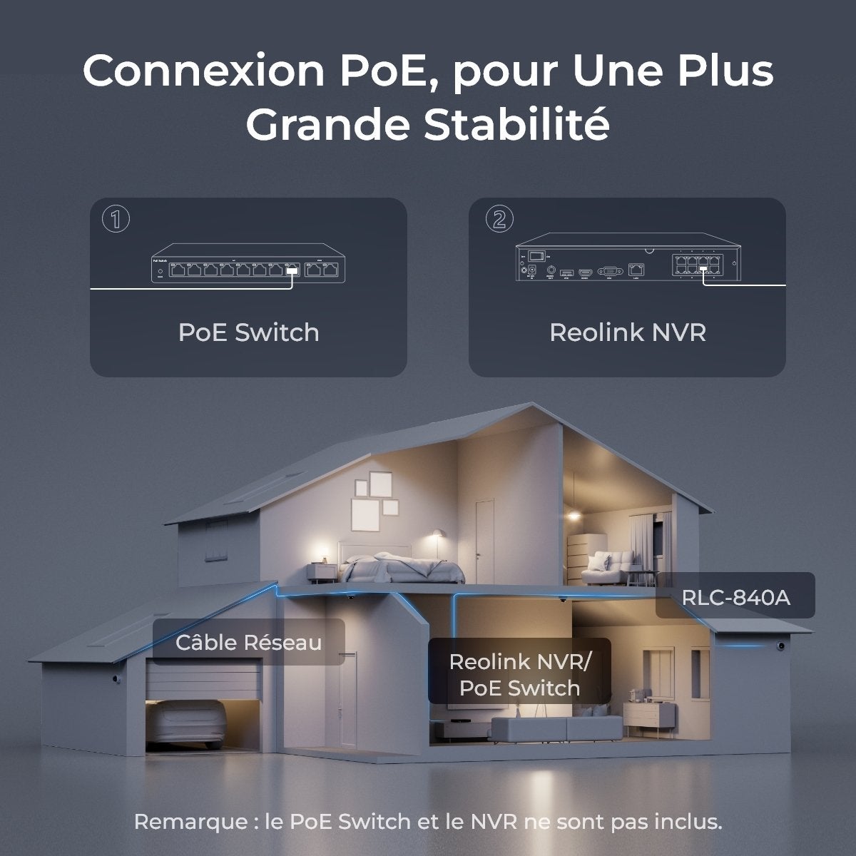 Caméra de surveillance 125°IK10 dôme 4K PoE filaire, Reolink - 3