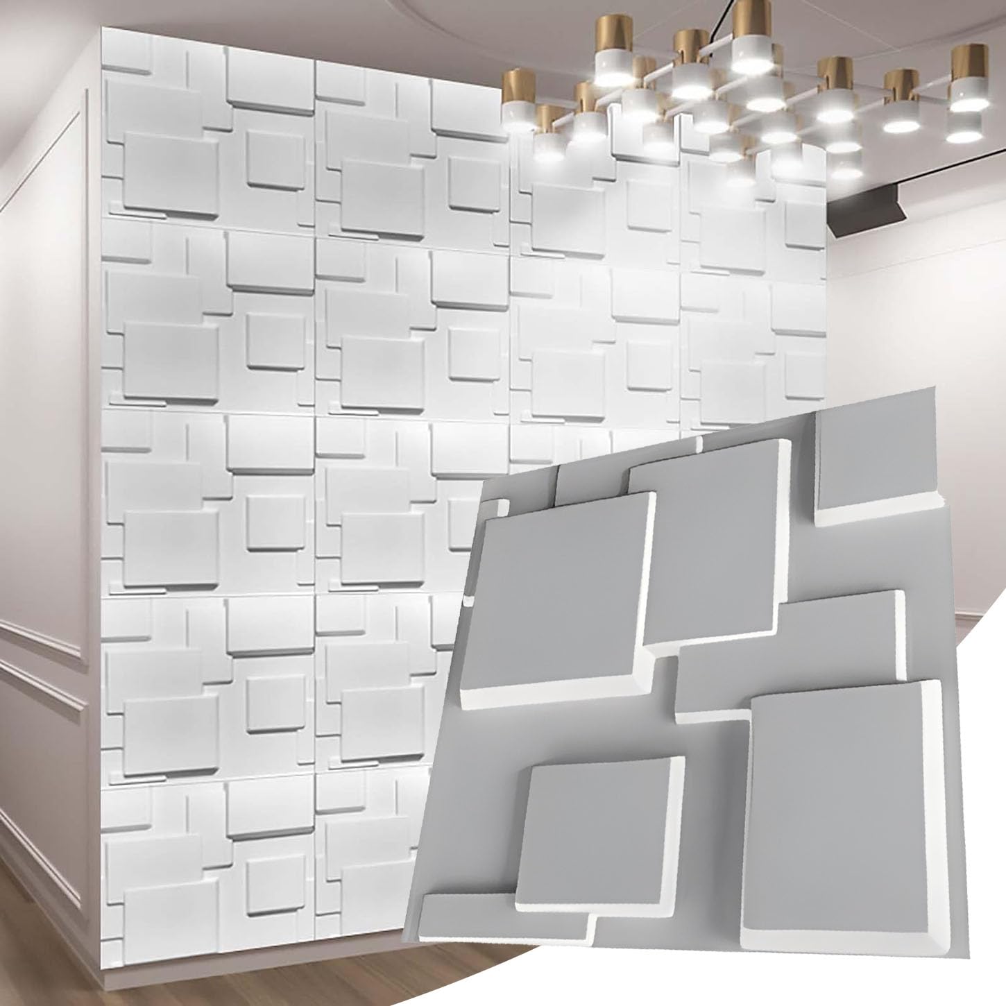 Dekoracyjne panele ścienne 3D 30 x 30 cm, panele ścienne z PVC, odpowiednie do salonów, sypialni i dekoracji ścian wewnętrznych (15 sztuk)