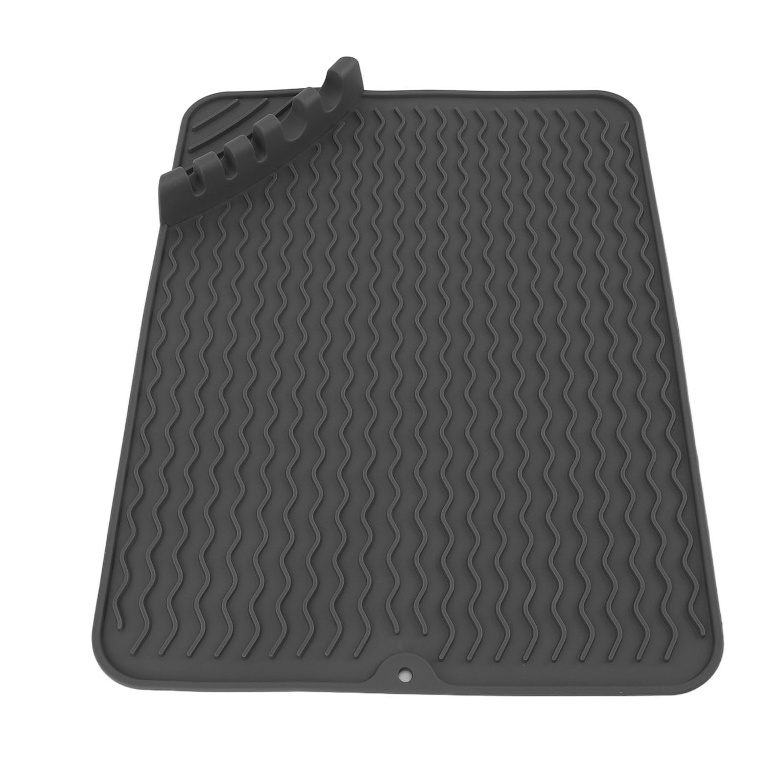 Tapis De Séchage Silicone Noir 45x40 Cm – Qualité Alimentaire, Résiste à La Chaleur, Antidérapant