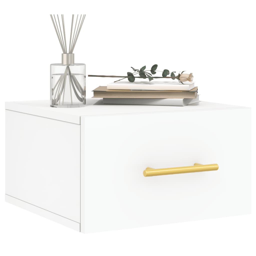 Mesita de noche de pared，Mesilla de noche flotante blanco 35x35x20 cm CFW86689 - 3