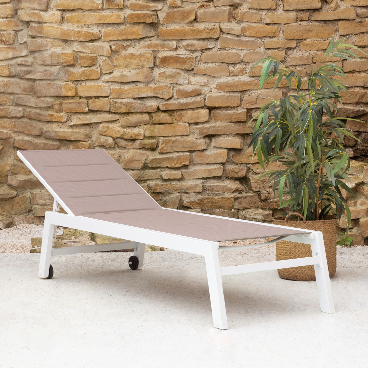 Bain de soleil taupe et blanc aluminium BARBADOS - 9