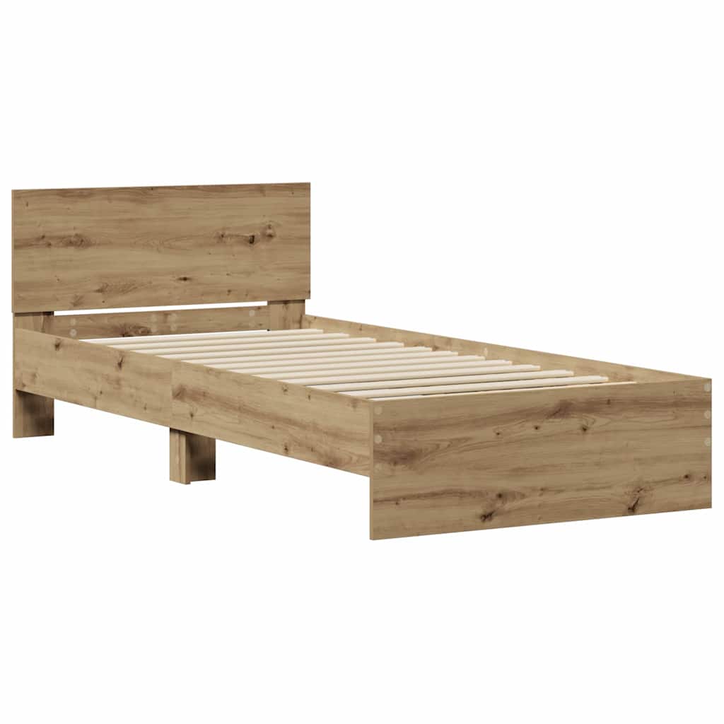 Łóżko Brązowe Artisan Rama Łóżka Ze Stelażem Do Pokoju Sypialni 90 x 200