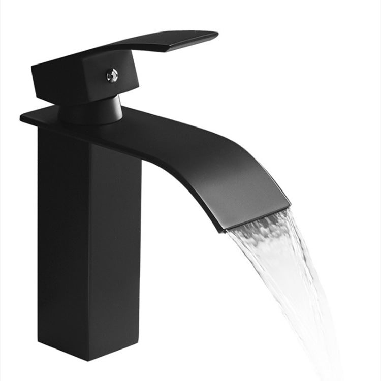 Kran z ciepłą i zimną wodą w stylu wodospadu, chromowany kwadratowy kran kuchenny, jednootworowy kran kuchenny, nowoczesna umywalka łazienkowa