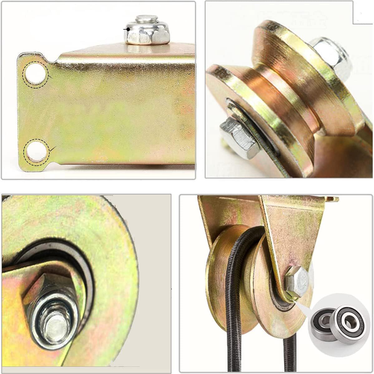 4 pièces poulie de levage, poulie simple pour le levage de mouflage, porte coulissante à roulettes, roulette à rainure en V, pour cordes en acier, etc - 3