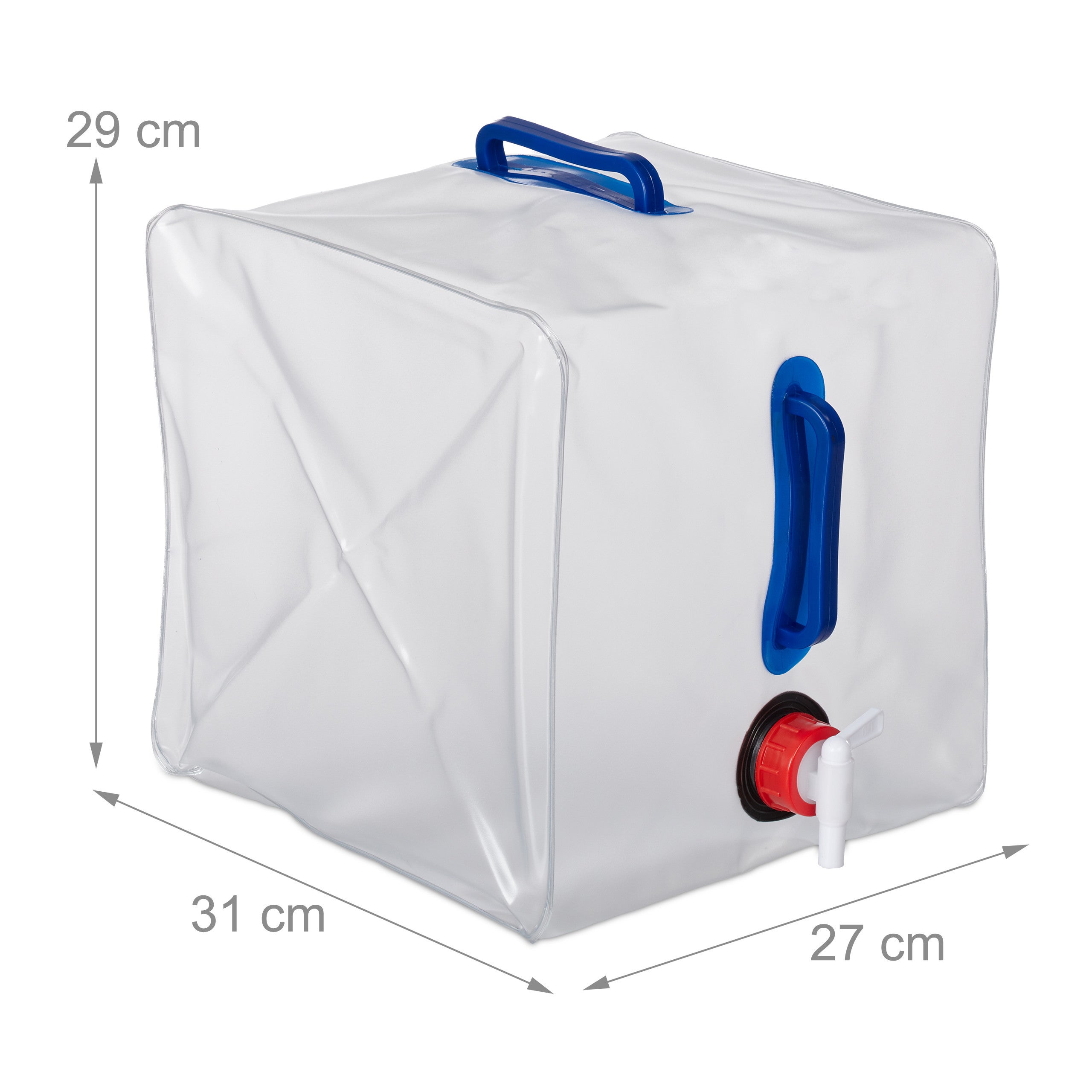 Bidons d’eau en lot de 4, 20 L, pliant, robinet, poignées, jerrycan, Plastique sans BPA, transparent, Relaxdays - 4