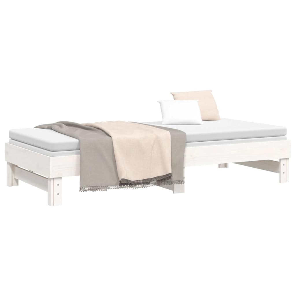 Lit coulissant sans matelas blanc 2 x (80 x 200) cm - 6