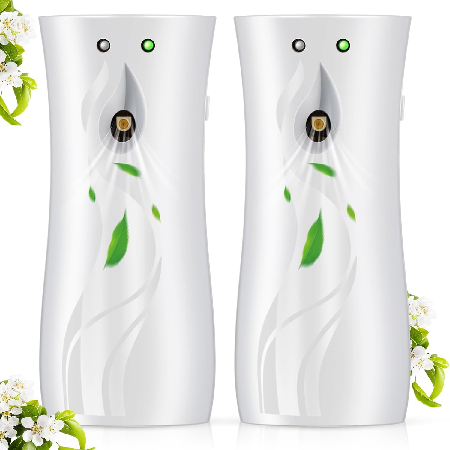 Zestaw 2 automatycznych odświeżaczy powietrza 170 ml, z tworzywa ABS, do postawienia na podłodze lub do zamocowania na ścianie, do domu (biały)