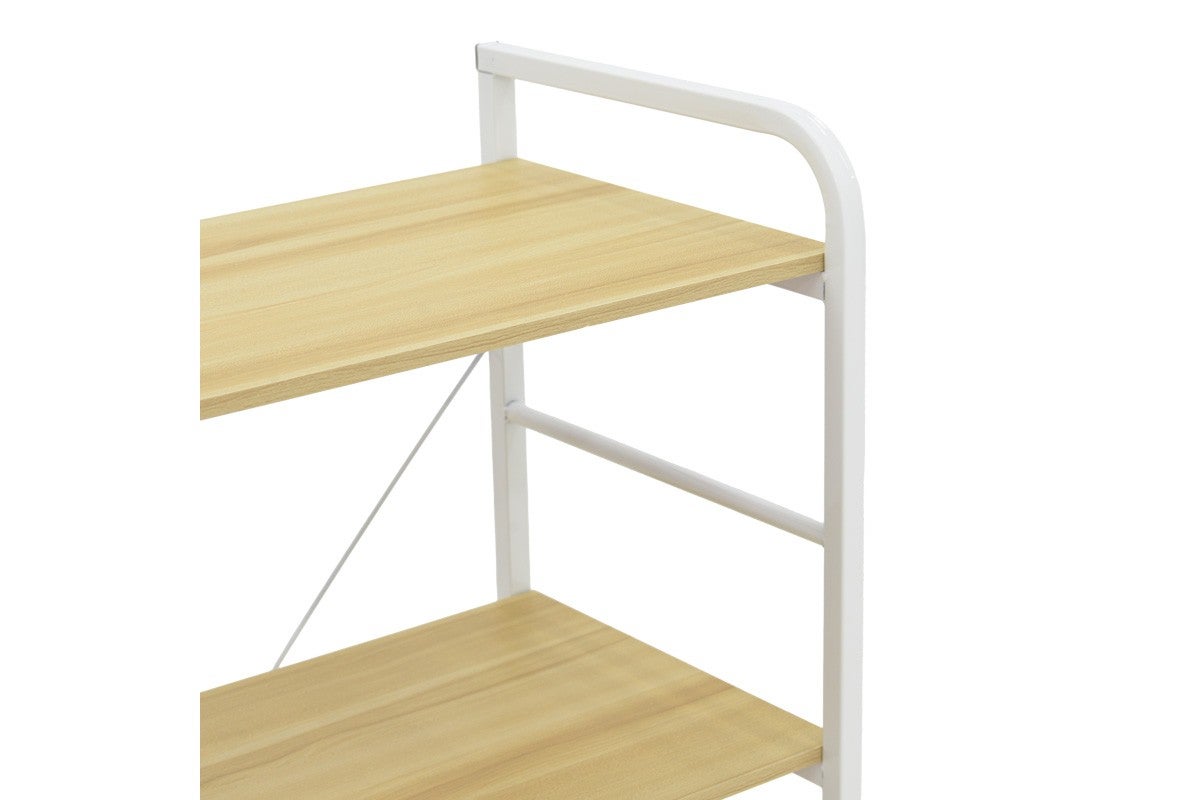 Scaffale da cucina con 4 ripiani - Metallo bianco e legno naturale MDF - 60x40x120 cm - Scaffale multiuso, stile moderno - 5