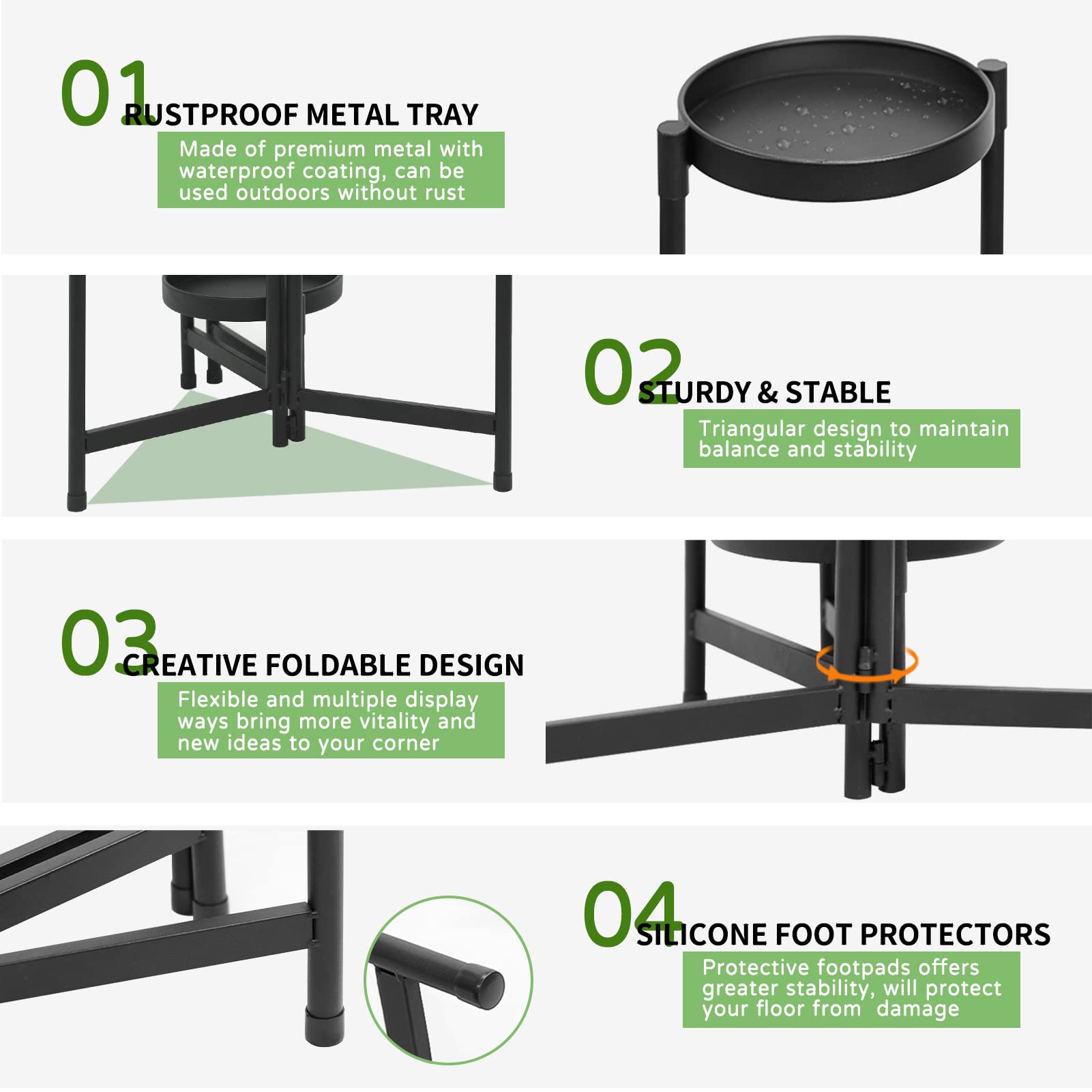 Étagère Métallique 5 Niveaux Design Moderne pour Plantes - Pliable, Résistante & Style Industriel - Idéale Salon, Balcon ou Jardin - Noir - 4