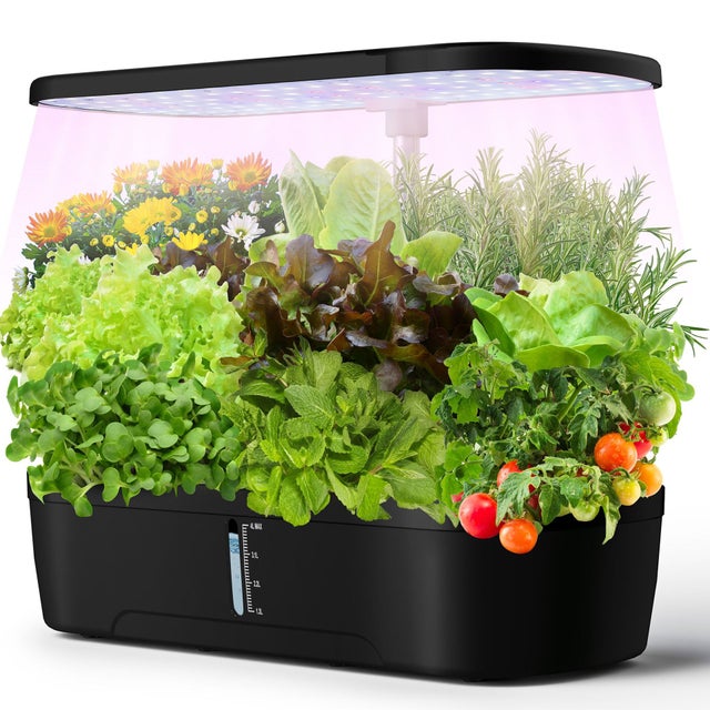 Système de culture hydroponique avec lumière de culture à spectre complet, kit de jardinage à 12 dosettes, germination des plantes de 4 L