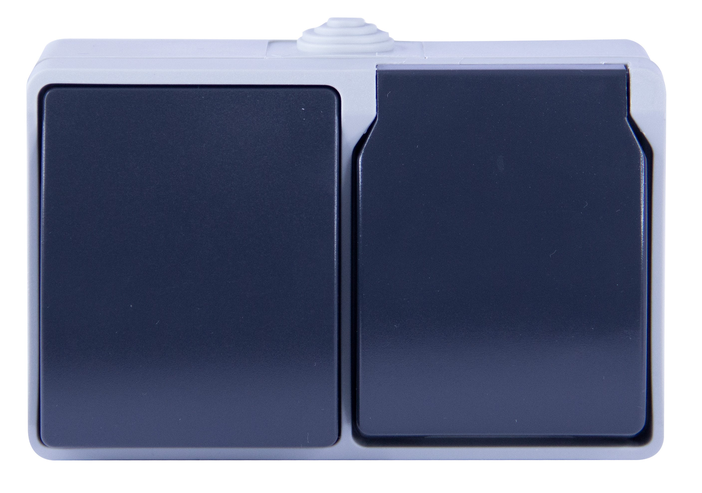 Enchufe De Superficie IP54 Aquatop - 2P+T, Gris Y Blanco, Para Ambientes Húmedos