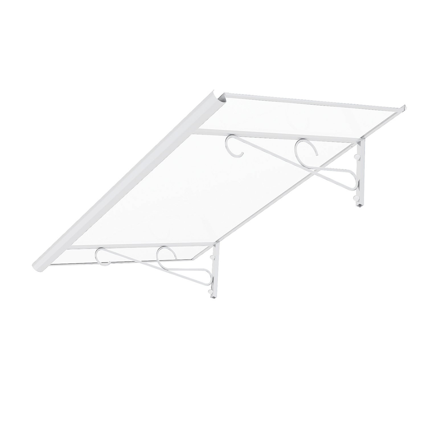 Arctom - marquesina, tejadillo foster 84x150 de aluminio blanco y cubierta policarbonato celular transparente.