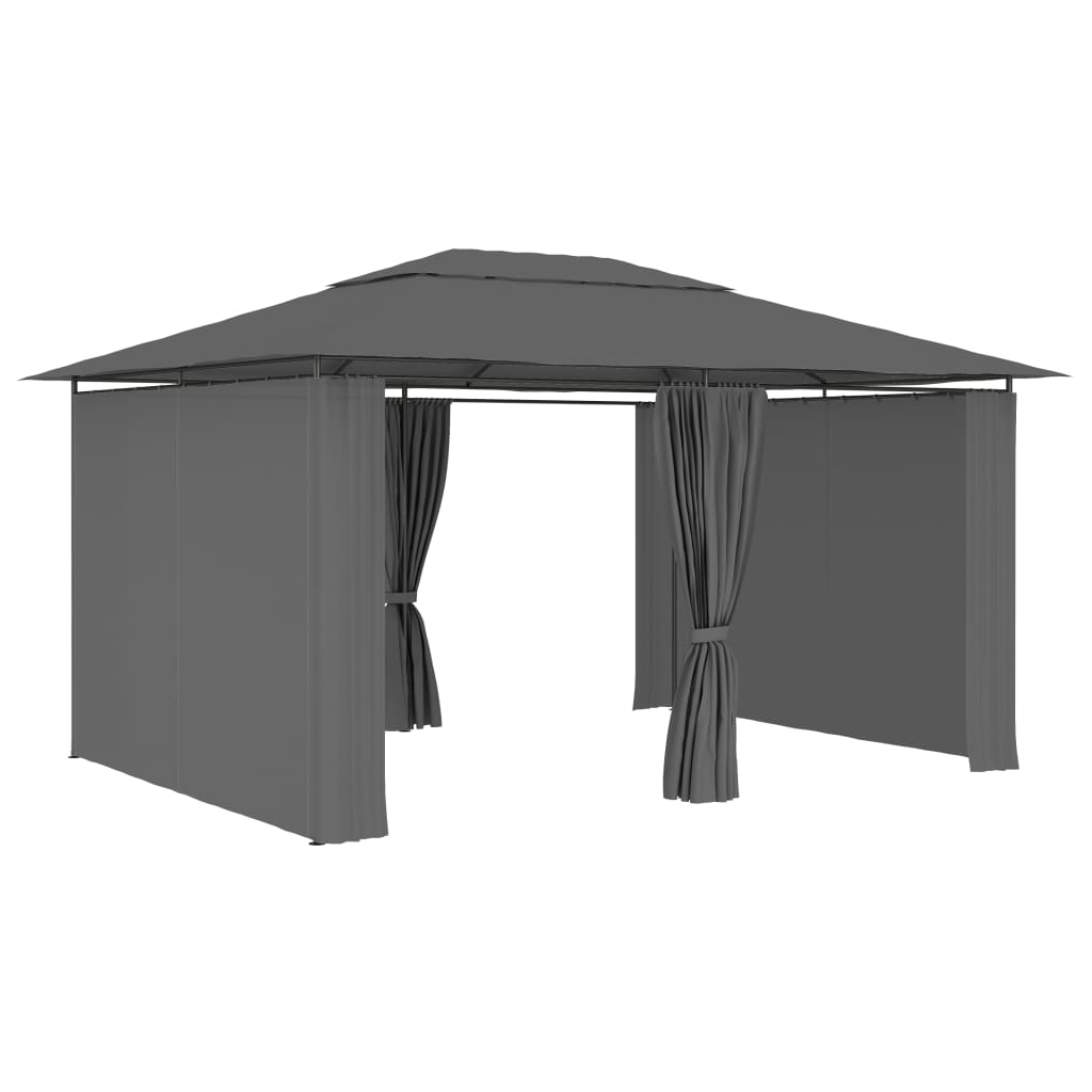 Tonnelle de jardin avec rideaux 4 x 3 m Anthracite CFW690463 - 2