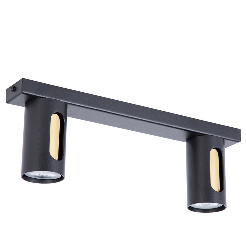 Reflektor sufitowy spot natynkowy Flow listwa czarno-złoty 2xGU10x10W wym: 13 x 38 x 6 cm metal SIGMA