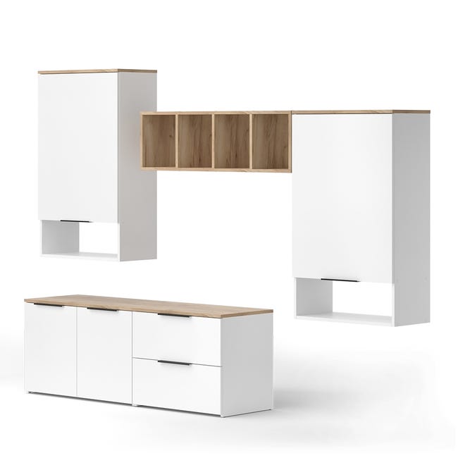 Vicco Sideboard Wido Blanc/Sonoma 60x100cm Avec Porte - Meuble Rangement Suspendu