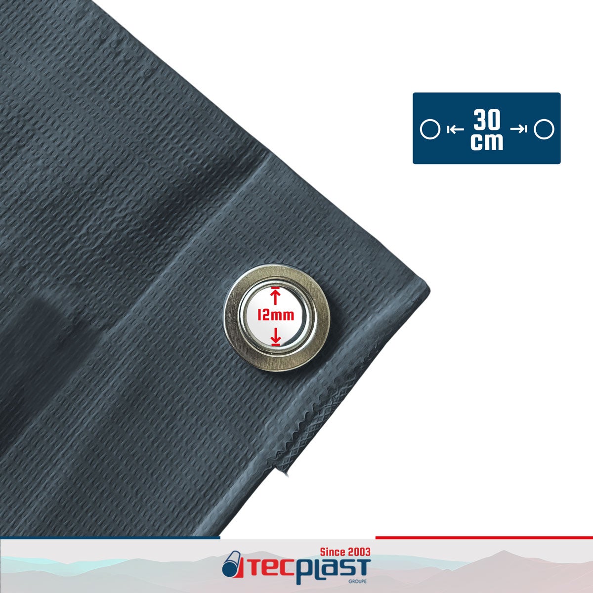 Toile Pergola Gris anthracite 3x4 m - Garantie 5 ans TECPLAST - LP506PR - Bâche Pergola ou Tonnelle étanche en PVC pour terrasse - 6