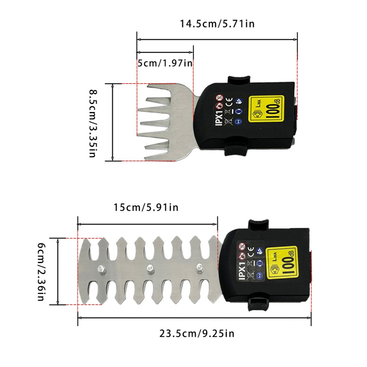 Taille-haie électrique portatif 2 en 1, taille-haie électrique, sécateur et tondeuse à gazon sans fil à double usage, chargement USB - 5