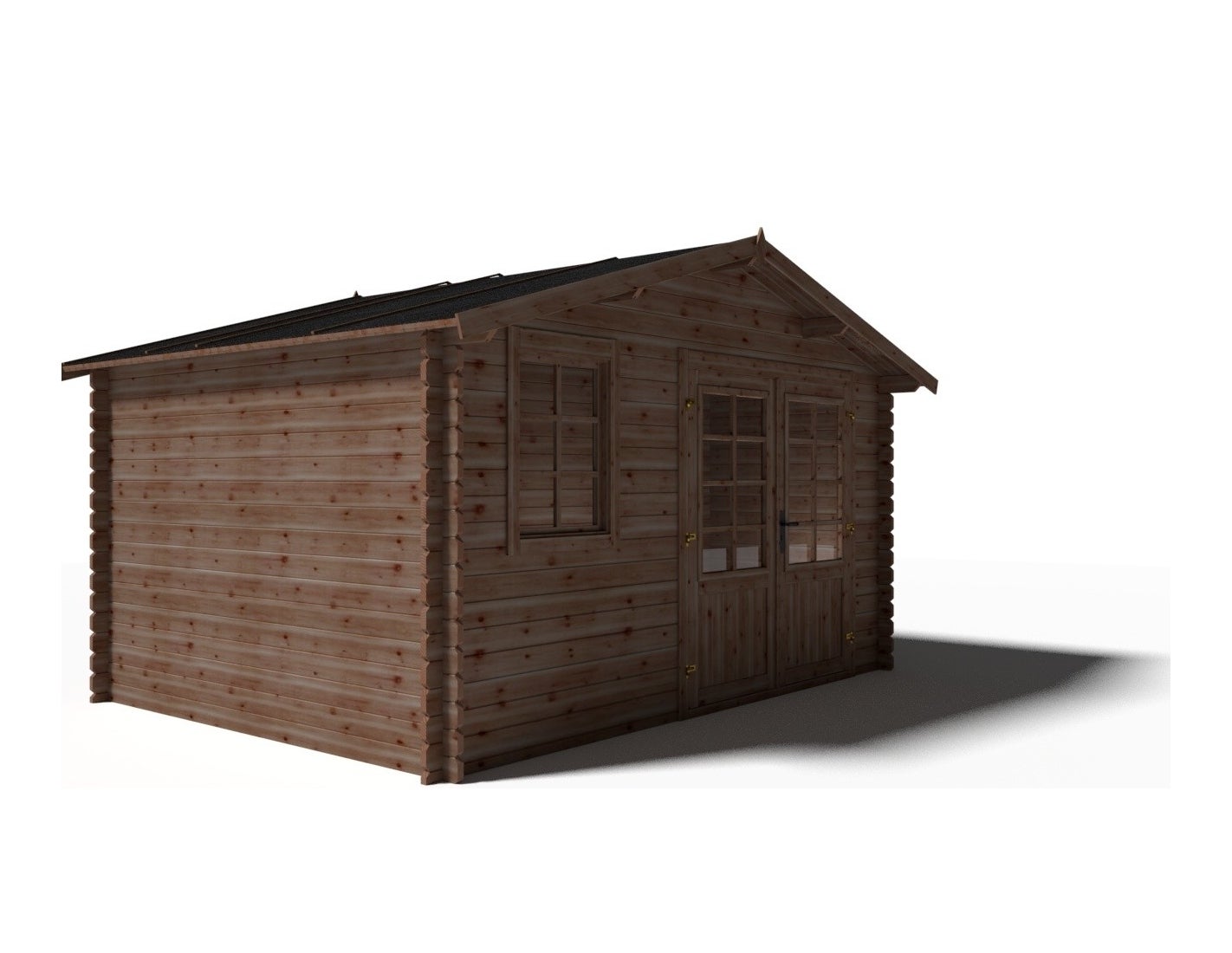Abri de jardin en bois - 11.7m2 - 3.9x3m - Traité - Ep. 34mm - Couleur: marron - DOM562 - ALTANKA - 6