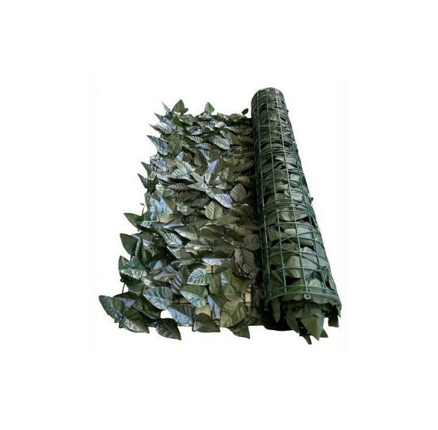 Recinzione, separè in pvc con foglie di lauro verde 300x100cm Fredi