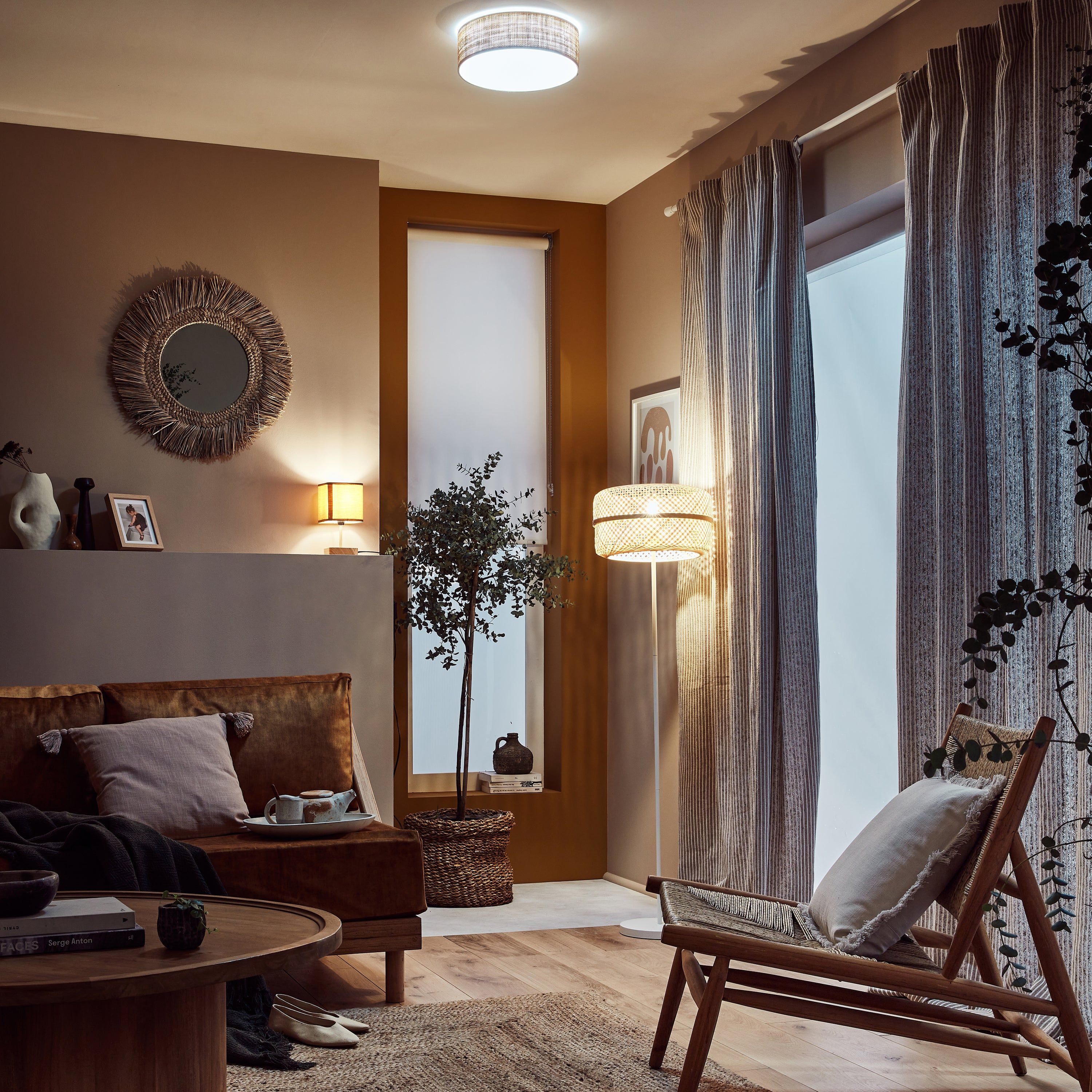 INSPIRE - Candeeiro de pé PALANGA - 1 x E27 Máx. 40 W - A. 140 cm - Bambu - 5