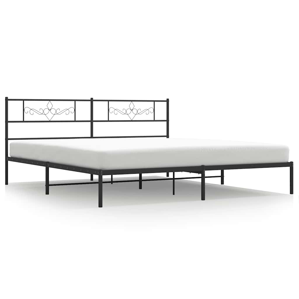 Łóżko Metalowe Czarne Rama Łóżka Ze Stelażem Do Sypialni Pokoju 193x203 cm