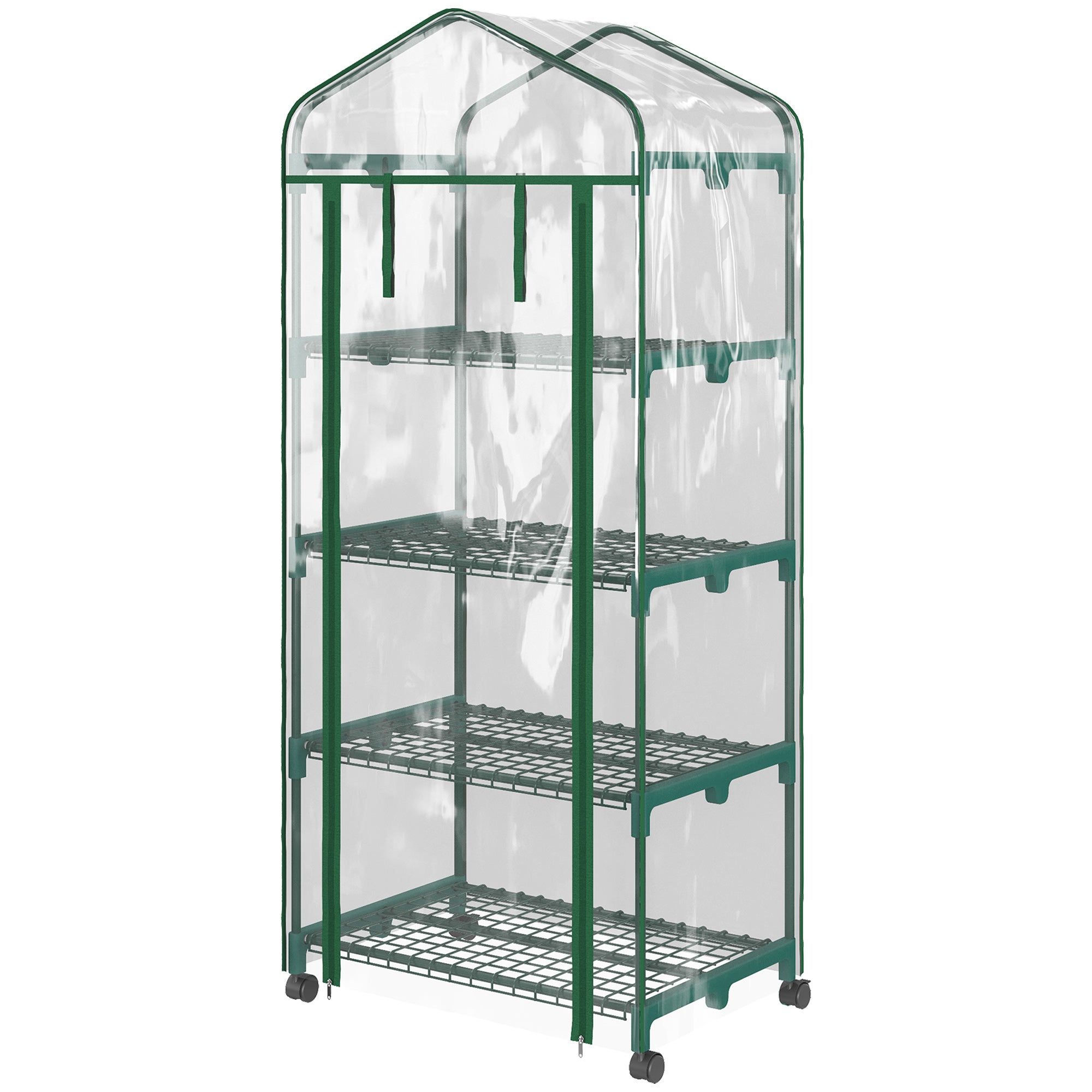 Serre en aluminium transparent, mini-serre, châssis froid, 4 étagères, 69 x 50 x 165 cm - 2
