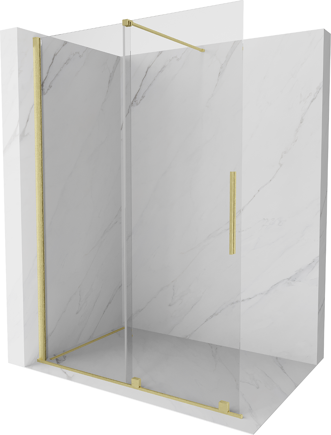 Mexen Velar ścianka prysznicowa rozsuwana Walk-in 140 x 200 cm, transparent 8 mm, złota szczotkowana - 871-140-000-03-55