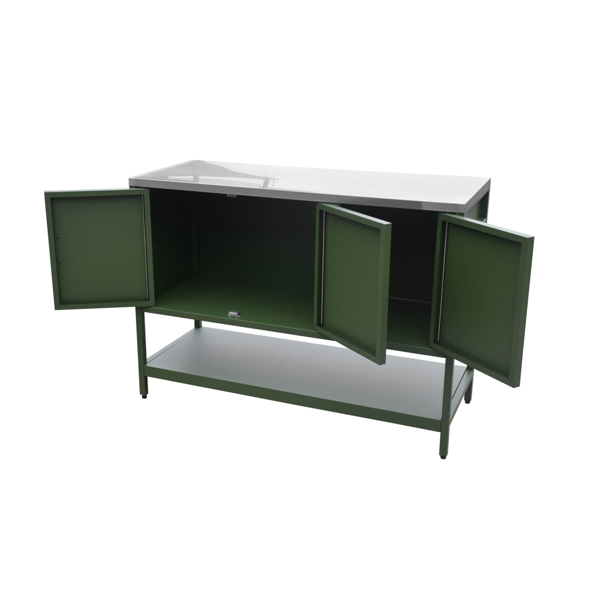 Cozinha externa em aço 3 portas e 1 prateleira, 120cm, Naxos, Verde, 120x51x87 cm - 7