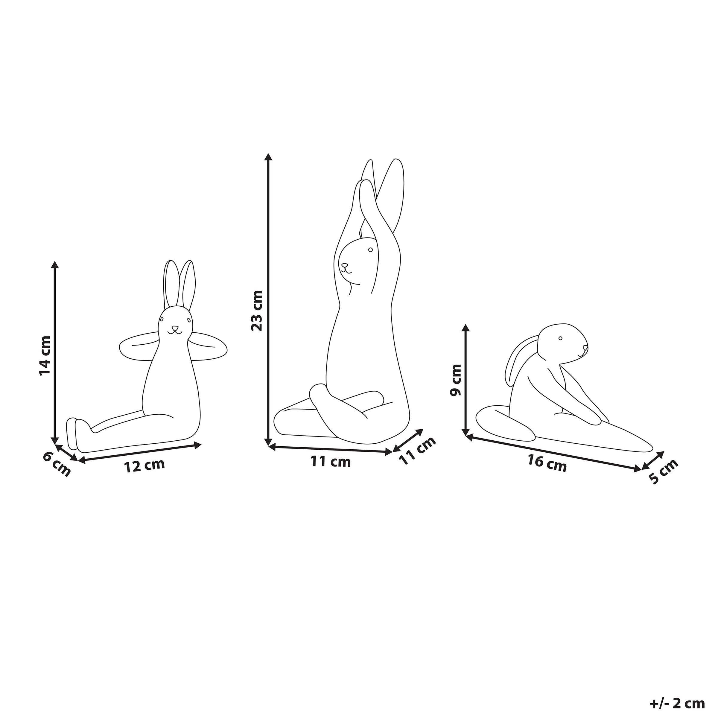 Set di 3 figure lepre BREST Ceramica Bianco - 3